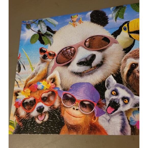 Ceaco Selfies Beach Party Panda Sloth Monkey 550 Piece Jigsaw Puzzle Complete - Picture 3 of 8